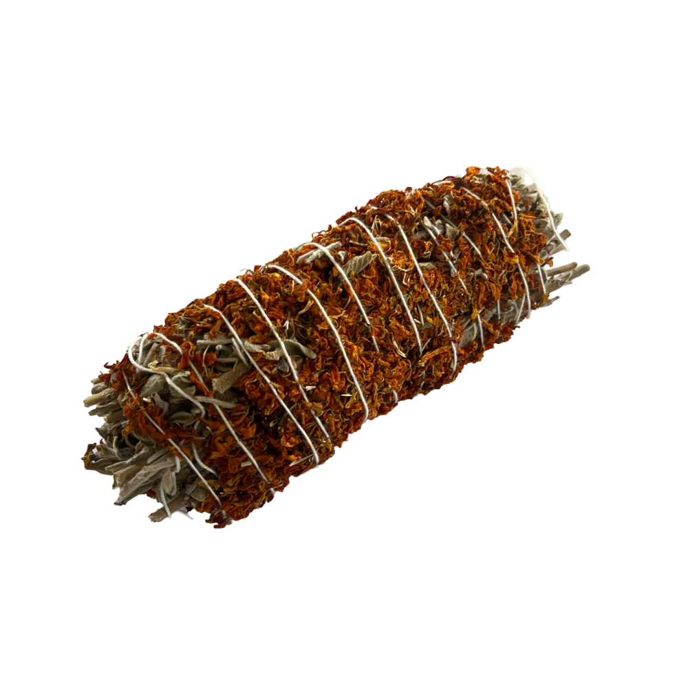 Weißer Salbei 50g Räucherbündel - Smudge Stick Ringelblumen Weißer Salbei 50g Räucherbündel - Smudge Stick Ringelblumen