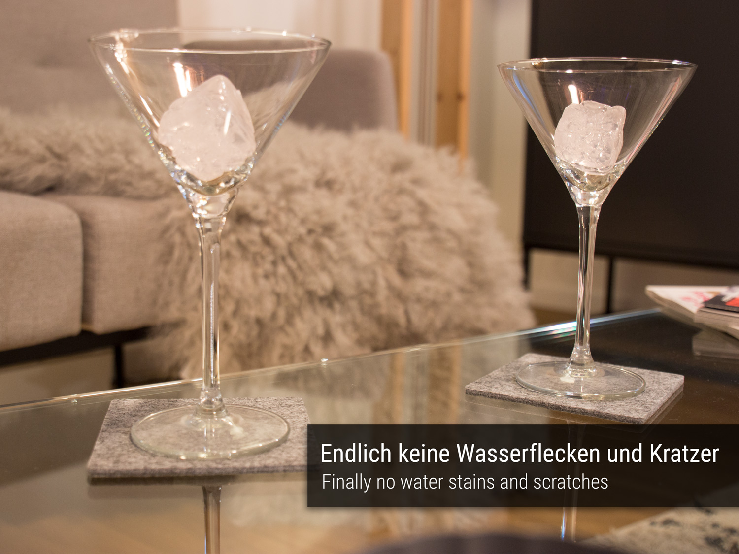 10er Set Glasuntersetzer aus Filz in graumeliert (LX1955)