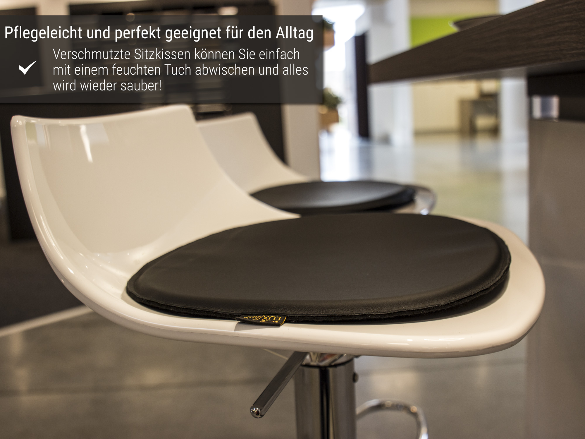 Echt-Leder Sitzkissen oval in schwarz (LX2036)