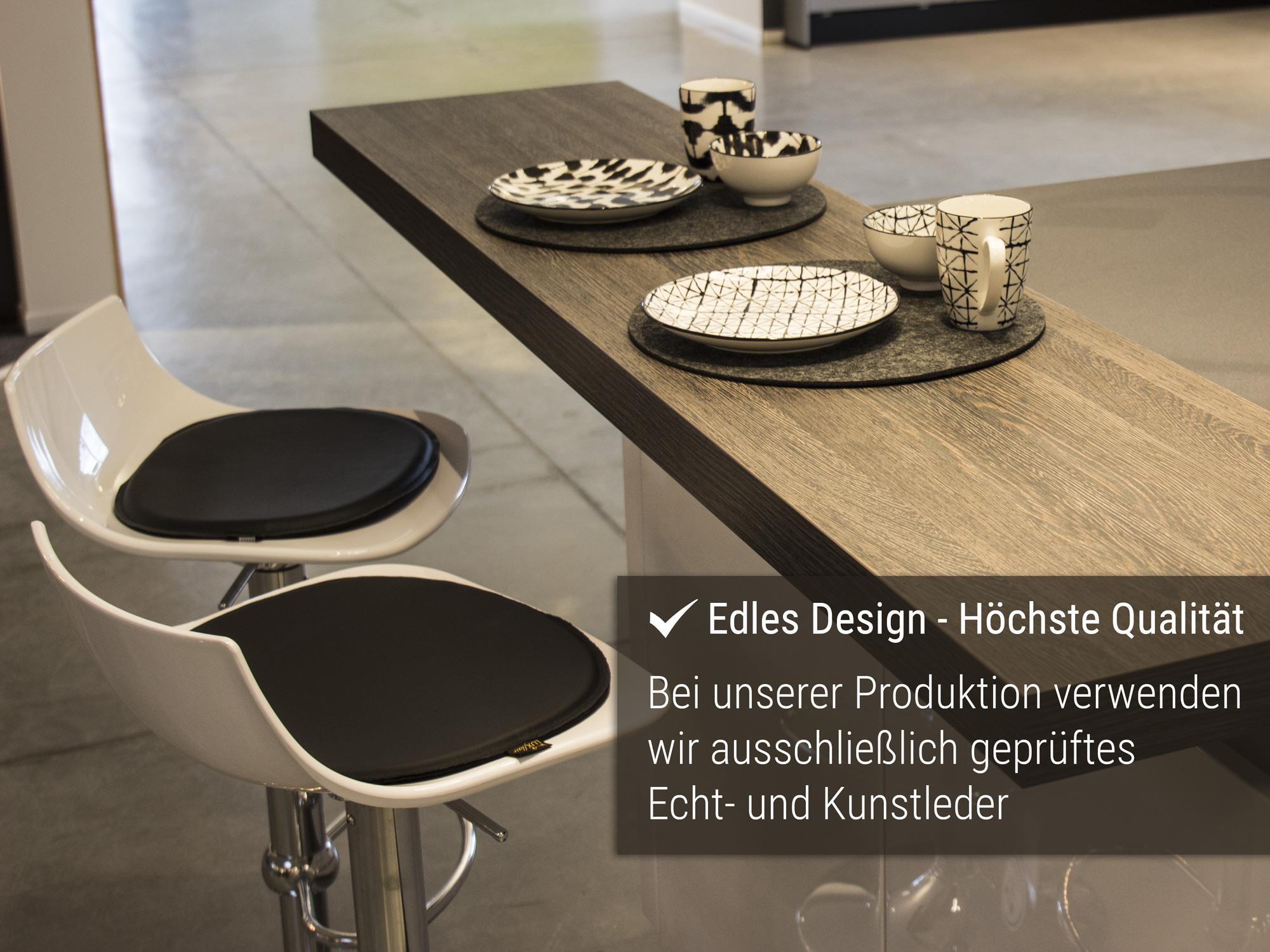 Echt-Leder Sitzkissen oval in schwarz (LX2036)