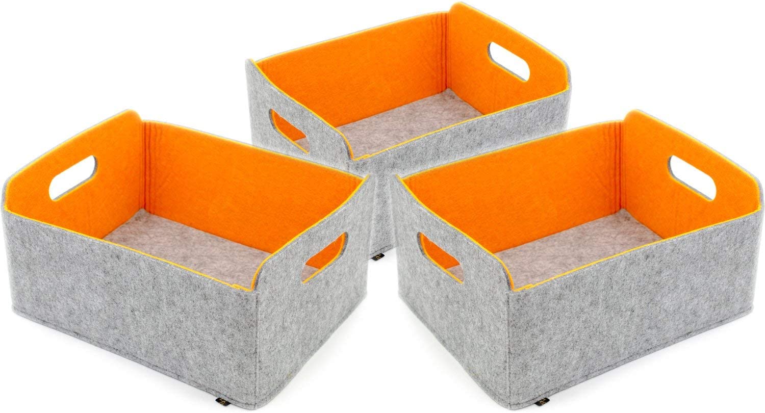 3er Set Filz Aufbewahrungsbox faltbar, graumeliert/orange (LX2129-3er) 3er Set Filz Aufbewahrungsbox faltbar, graumeliert/orange (LX2129-3er)