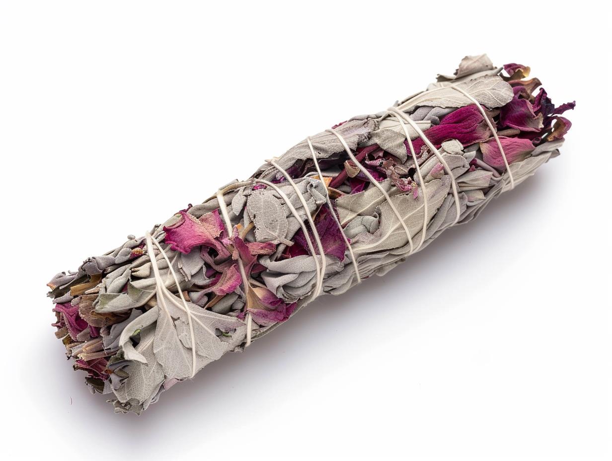 Weißer Salbei 50g Räucherbündel - Smudge Stick Rose Weißer Salbei 50g Räucherbündel - Smudge Stick Rose