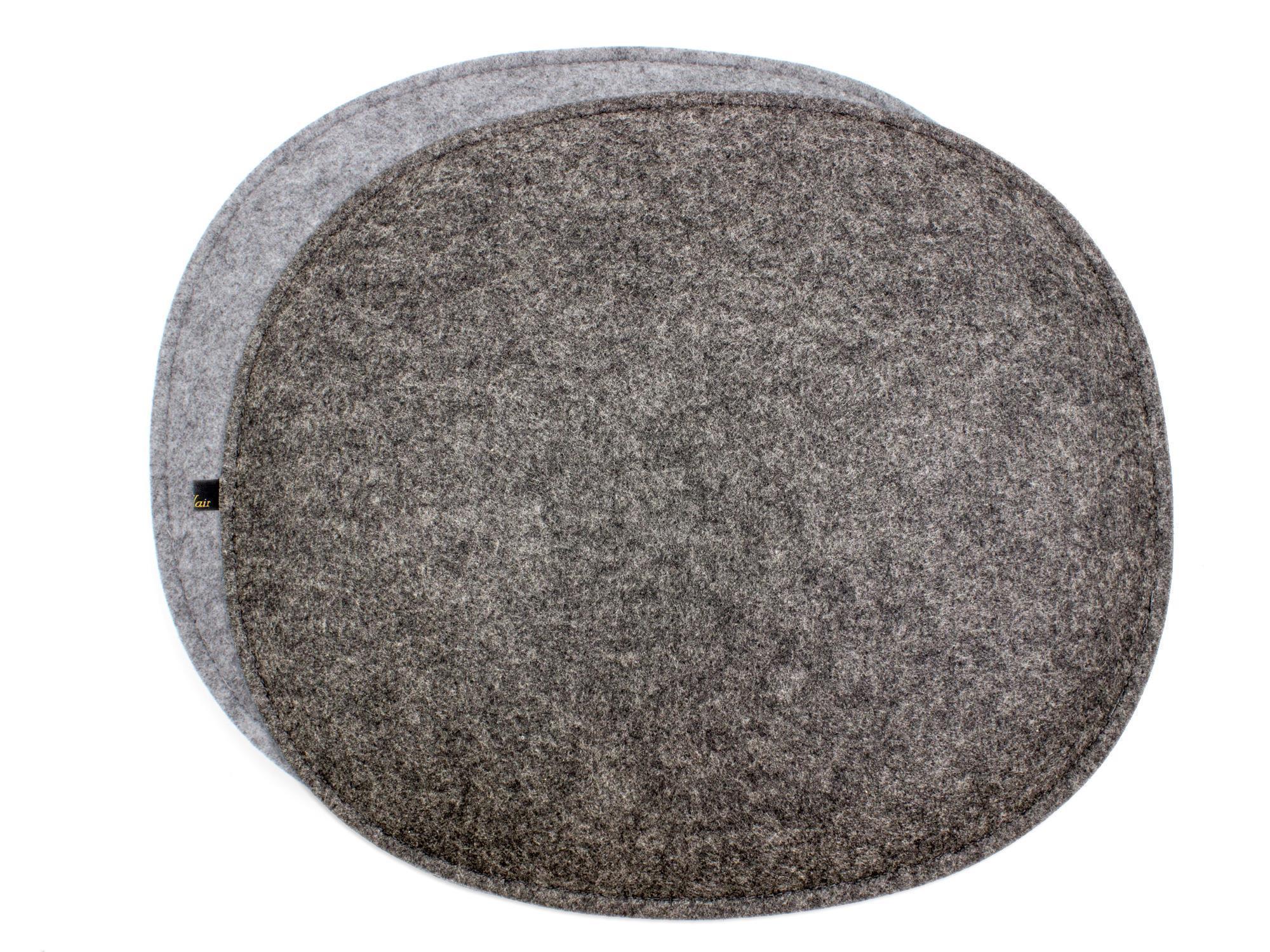 Filz Sitzkissen oval für Eames in dunkelgrau und graumeliert (LX2147) Filz Sitzkissen oval für Eames in dunkelgrau und graumeliert (LX2147)