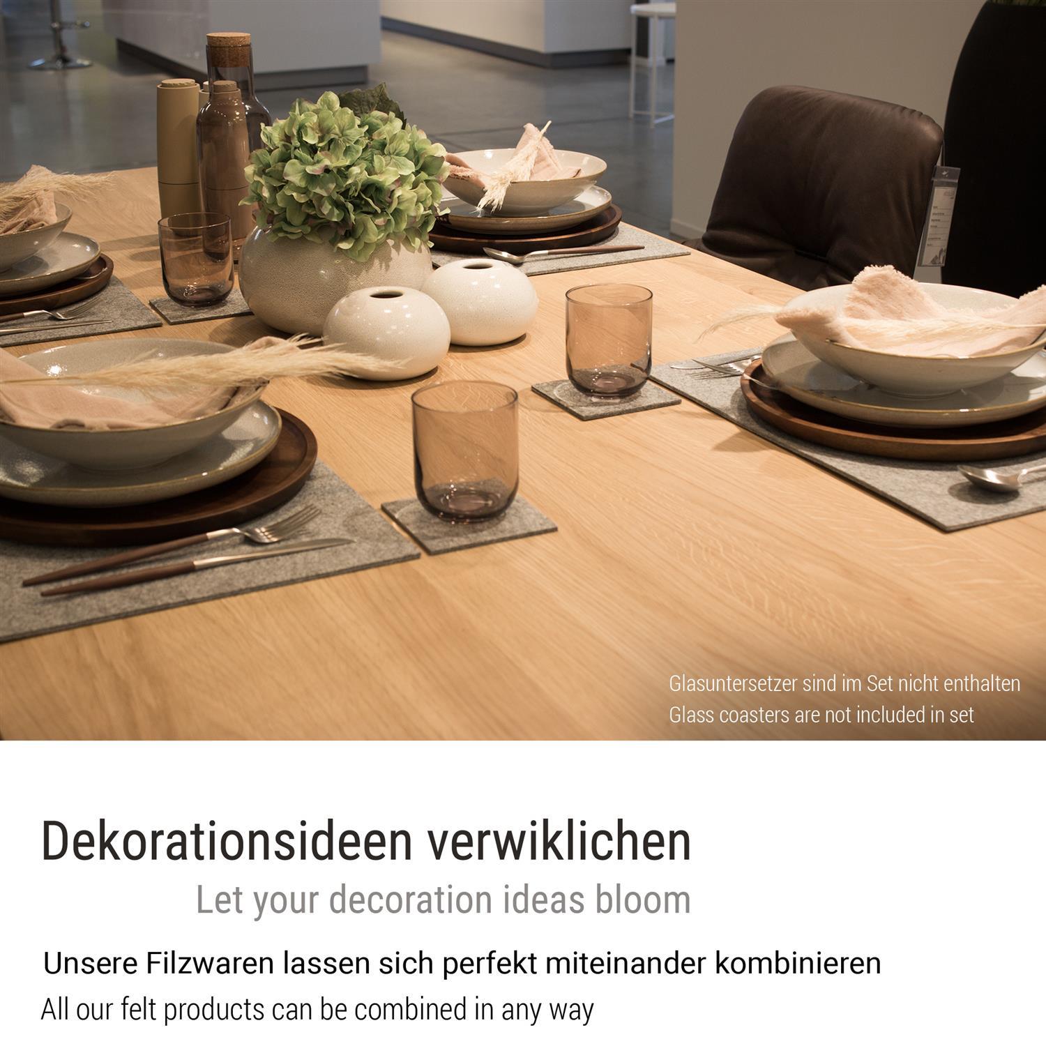 Eckiges Filz-Platzset im 4er Set graumeliert (LX1941)