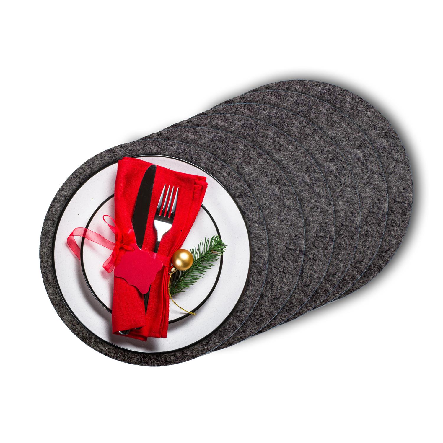 6er Filz-Platzset anthrazit, rund Ø 35cm (LX2015-6er) 6er Filz-Platzset anthrazit, rund Ø 35cm (LX2015-6er)