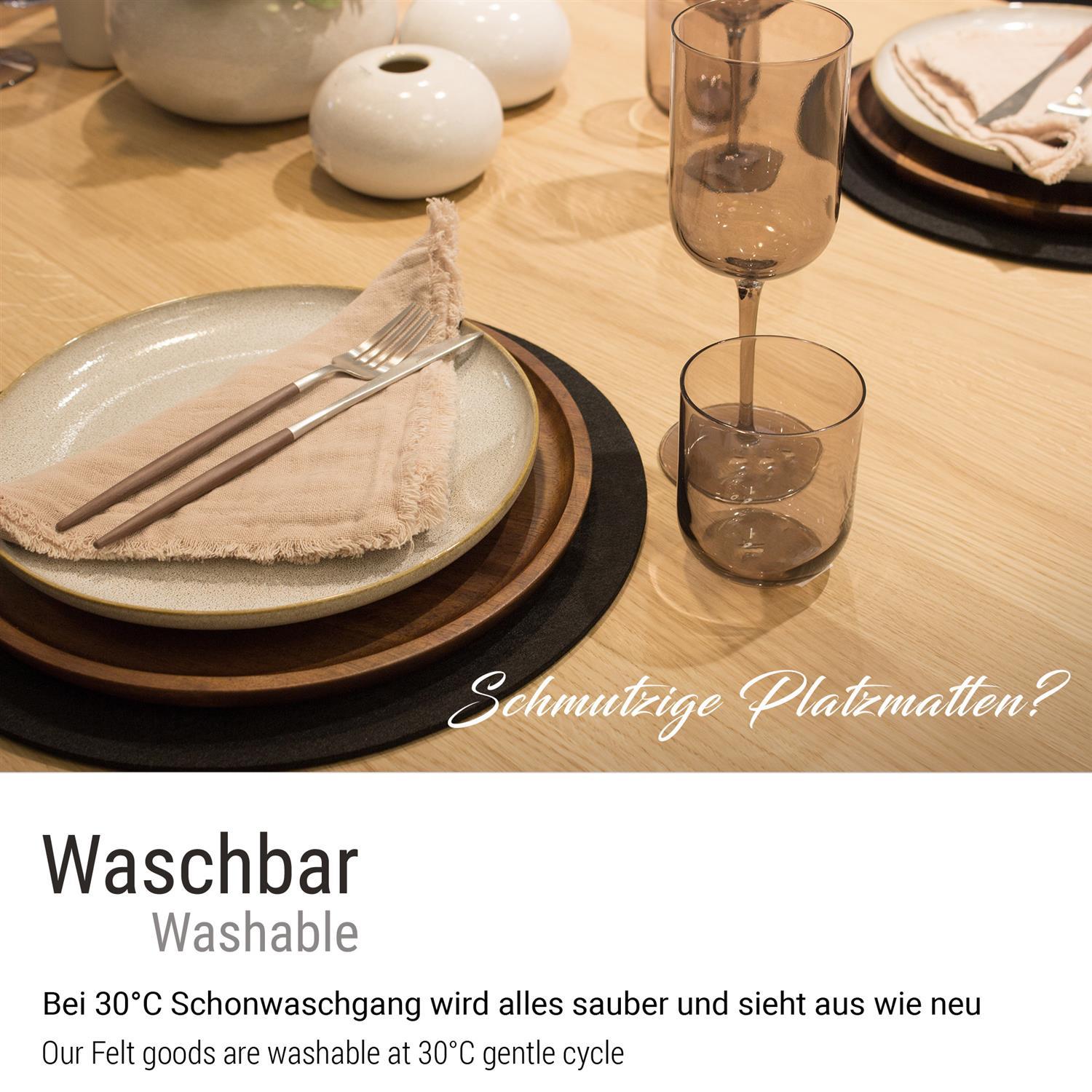 4er Filz-Platzset schwarz, rund Ø 35cm (LX2017)